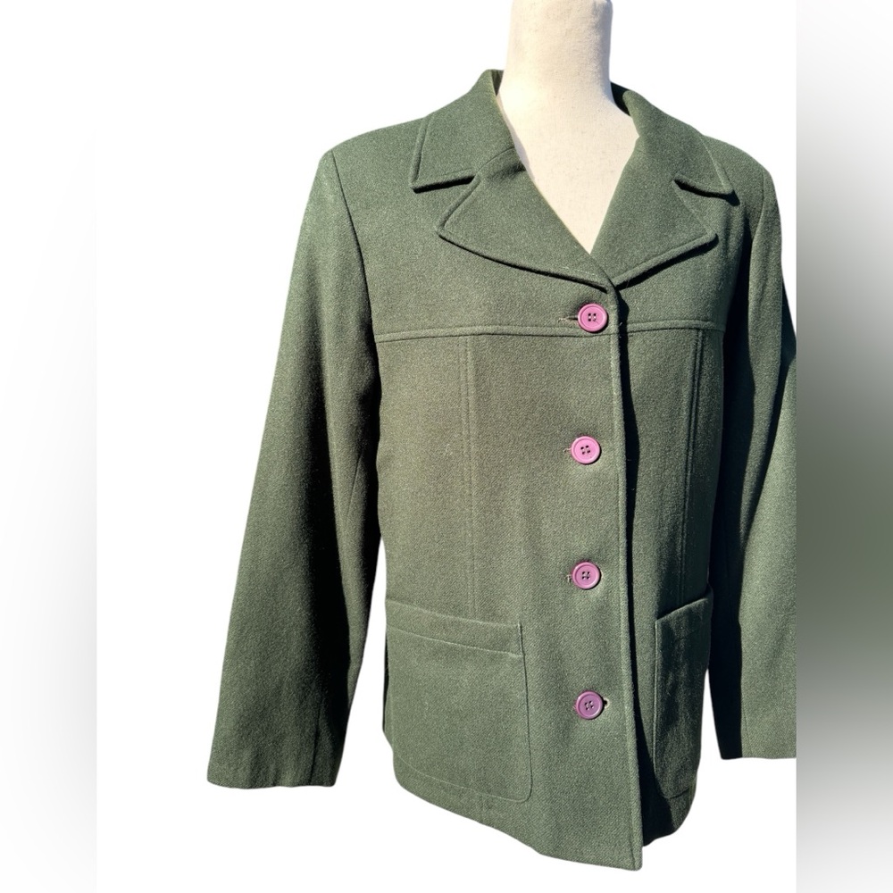 SANDRO - Green Wool Jacket Size 10 - Picture 5 of 7